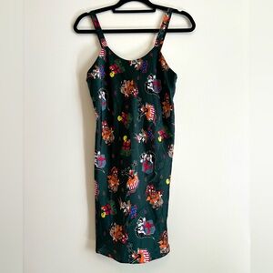 Vintage 90s Looney Tunes Christmas Green Satin Slip Nightgown Sylvester Bugs Taz